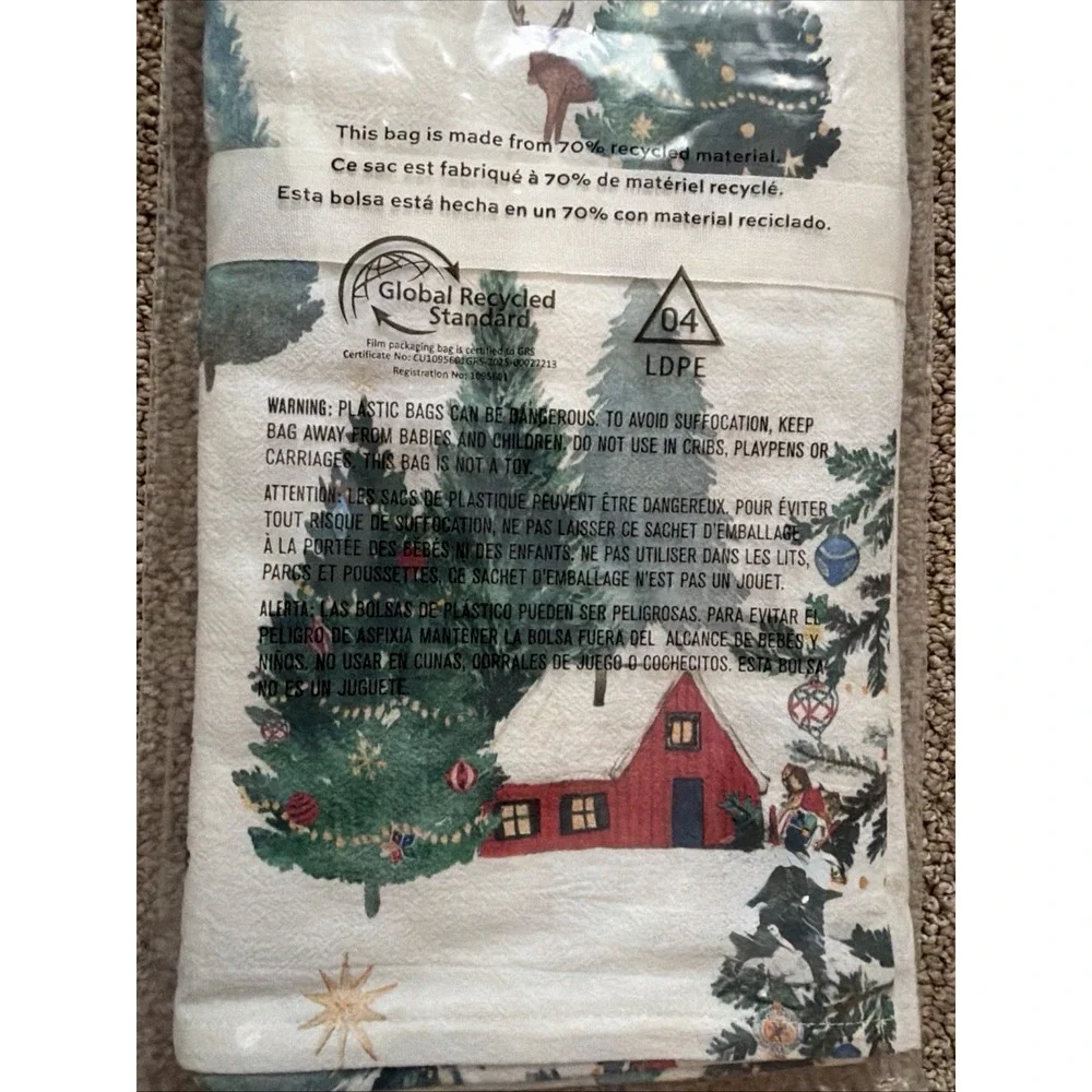 SET OF 2 Pottery Barn CHRISTMAS IN THE COUNTRY Kitchen Towels Guest Tea Hand‎